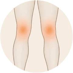 The warm area on the knees