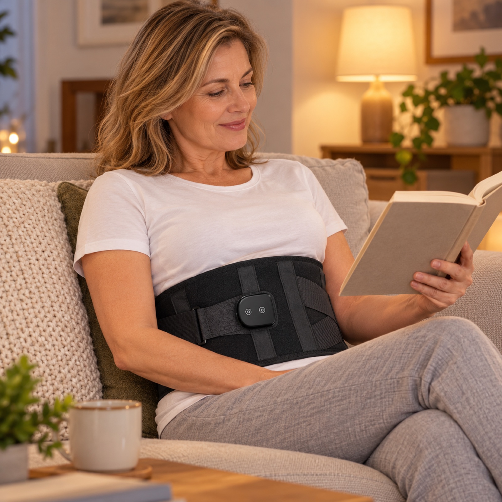 Heated Back & Waist Belt: worn at home